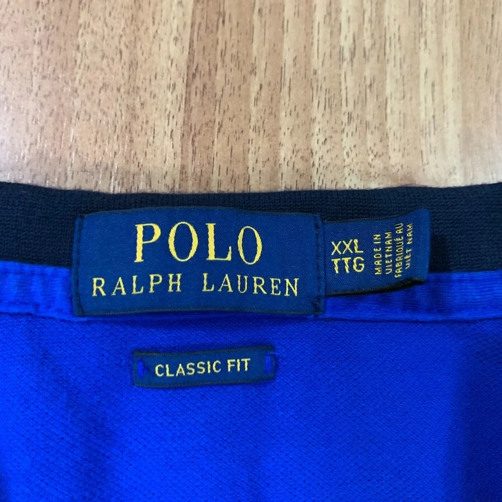 Ralph Lauren Polo Shirt Mens 2XL Blue Red White Golf Casual